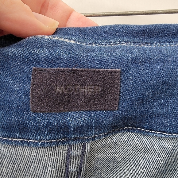 Mother Triple Stack Looker Wish on a Star Jeans Size 31 Blue High Waist Tie - Picture 11 of 16